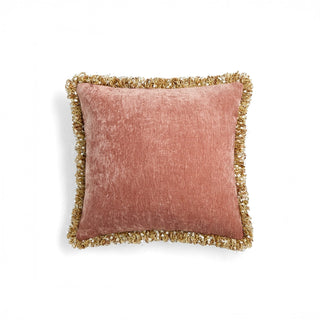 Housse de coussin à franges en velours blush