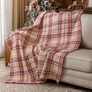Plaid Sherpa à carreaux Buffalo classique à carreaux rouges et blancs avec doublure douce pour un confort douillet