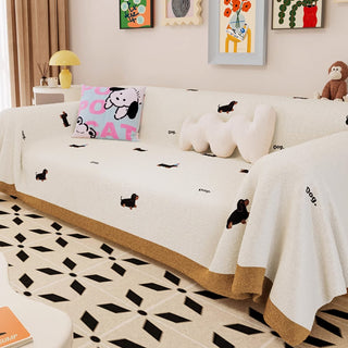 Housse de canapé en tissu en peluche à motif de chien pour les amoureux des animaux de compagnie, design doux et confortable