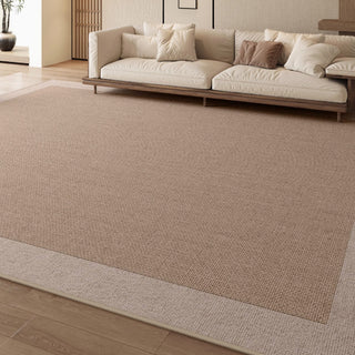 Tapis de salon minimaliste classique à bordure bicolore, facile à nettoyer et anti-éclaboussures, adapté aux animaux de compagnie