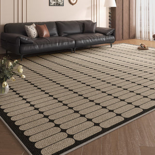 Tapis de salon moderne en peluche, facile à nettoyer, motif géométrique ovale, anti-éclaboussures, adapté aux animaux de compagnie