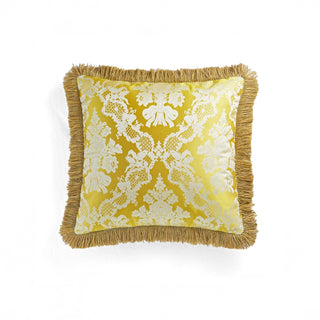 Housse de coussin à franges baroques dorées