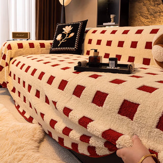 Housse de canapé en peluche au design carré géométrique pour plus de confort et de sophistication dans n'importe quel salon