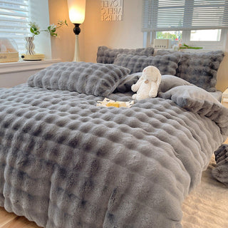 Parure de lit en fausse fourrure de lapin épaisse Puffy Comfort