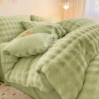 Parure de lit en fausse fourrure de lapin épaisse Puffy Comfort
