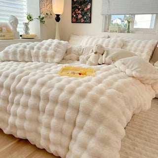 Parure de lit en fausse fourrure de lapin épaisse Puffy Comfort