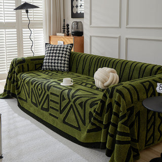 Housse de canapé en peluche à motif géométrique