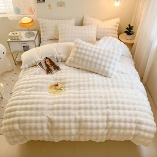 Parure de lit en fausse fourrure de lapin épaisse Puffy Comfort