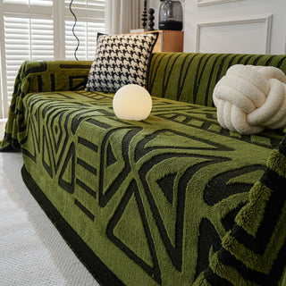 Housse de canapé en peluche à motif géométrique