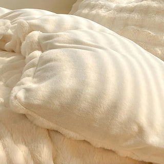 Parure de lit en fausse fourrure de lapin épaisse Puffy Comfort