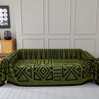 Housse de canapé en peluche à motif géométrique