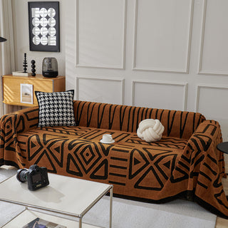 Housse de canapé en peluche à motif géométrique