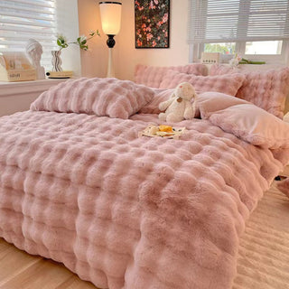 Parure de lit en fausse fourrure de lapin épaisse Puffy Comfort