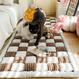 Grand tapis carré à carreaux pour chien et chat