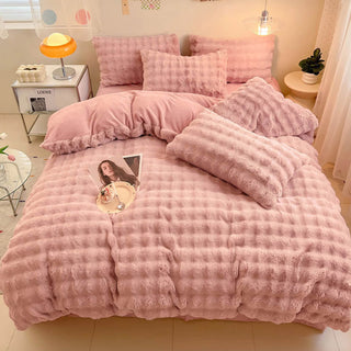 Parure de lit en fausse fourrure de lapin épaisse Puffy Comfort