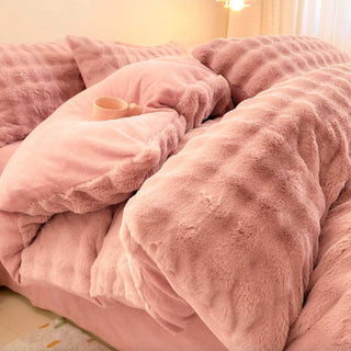 Parure de lit en fausse fourrure de lapin épaisse Puffy Comfort