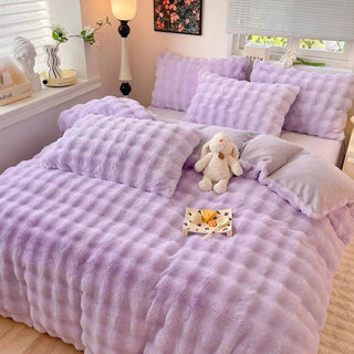 Parure de lit en fausse fourrure de lapin épaisse Puffy Comfort
