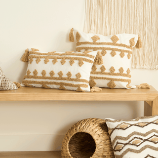 Housse de coussin lombaire Pompons Boho