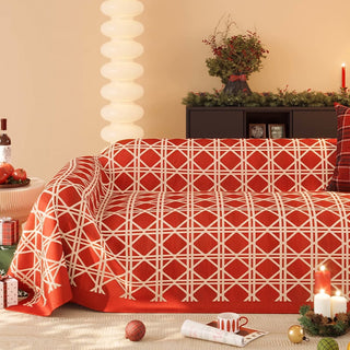 Housse de canapé en forme de losange rouge vif pour une décoration de salon moderne et élégante
