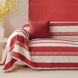 Housse de canapé à rayures rouges et blanches classiques de Noël pour une ambiance de vacances chaleureuse