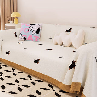 Housse de canapé en tissu en peluche à motif de chien pour les amoureux des animaux de compagnie, design doux et confortable