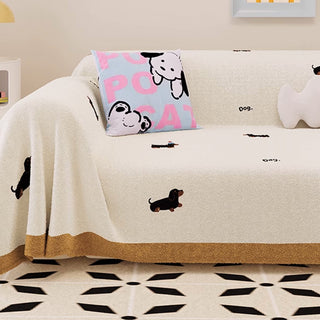 Housse de canapé en tissu en peluche à motif de chien pour les amoureux des animaux de compagnie, design doux et confortable