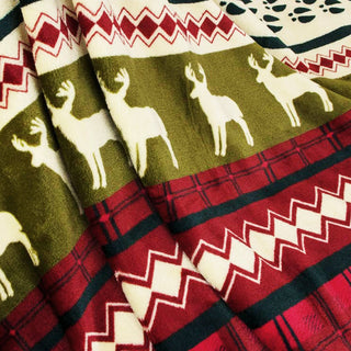 Couverture de Noël douillette en forme de renne super douce avec flocons de neige et touches rouges