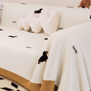 Housse de canapé en tissu en peluche à motif de chien pour les amoureux des animaux de compagnie, design doux et confortable