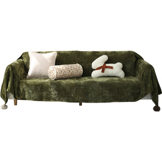 Housse de canapé souple luxueuse et festive avec décorations en forme de boule à pompons pour la joie des fêtes