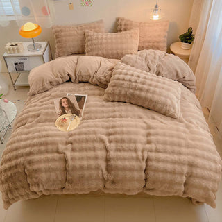 Parure de lit en fausse fourrure de lapin épaisse Puffy Comfort