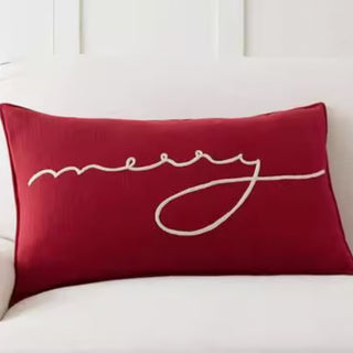 Coussin étoile de Noël en velours côtelé avec pompons, décoration festive des fêtes