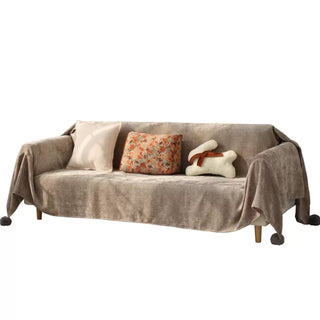 Housse de canapé souple luxueuse et festive avec décorations en forme de boule à pompons pour la joie des fêtes