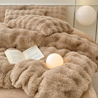 Parure de lit en fausse fourrure de lapin épaisse Puffy Comfort