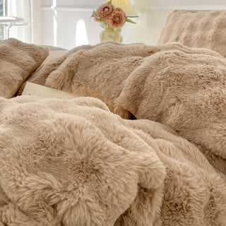 Parure de lit en fausse fourrure de lapin épaisse Puffy Comfort