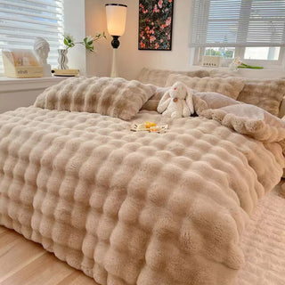 Parure de lit en fausse fourrure de lapin épaisse Puffy Comfort