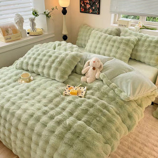 Parure de lit en fausse fourrure de lapin épaisse Puffy Comfort