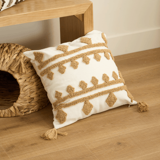 Housse de coussin Pompons Boho