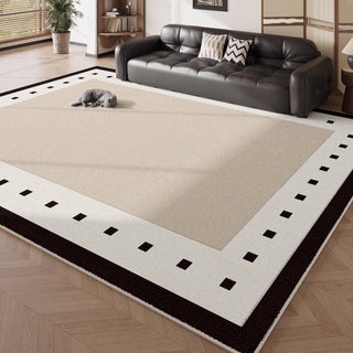 Tapis facile à nettoyer, à double bordure, à carreaux, résistant aux éclaboussures, moderne, pour salon