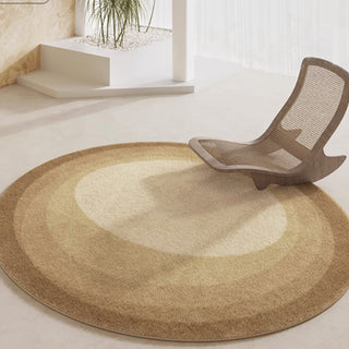 Tapis rond en peluche en forme de cercle dégradé facile à nettoyer, résistant aux éclaboussures, adapté aux animaux de compagnie