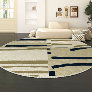 Tapis rond à rayures, facile à nettoyer, résistant aux éclaboussures, adapté aux animaux de compagnie, moderne, pour salon