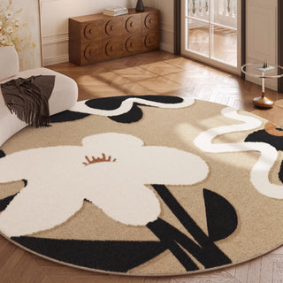 Tapis rond Floral Harmony, facile à nettoyer, résistant aux éclaboussures, adapté aux animaux de compagnie, minimaliste, pour salon