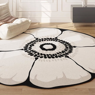 Tapis rond en peluche moderne en peluche Easy Clean Elegance, résistant aux éclaboussures, adapté aux animaux de compagnie