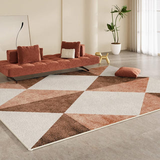 Tapis moderne en peluche en mosaïque géométrique Easy Clean Rug