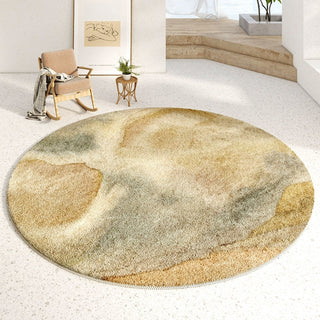 Tapis rond moderne et résistant aux éclaboussures Golden Dune, facile à nettoyer, adapté aux animaux de compagnie