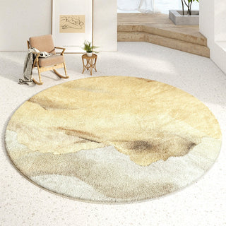 Tapis rond Golden Horizon, facile à nettoyer, luxueux, résistant aux éclaboussures, résistant aux éclaboussures, adapté aux animaux de compagnie, moderne, pour salon