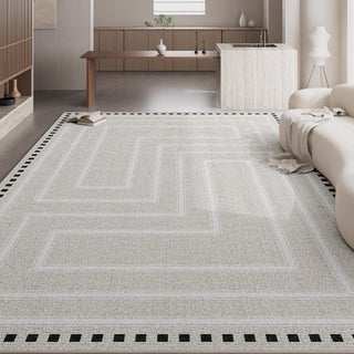 Tapis facile à nettoyer avec bordure de labyrinthe, tapis de salon moderne et résistant aux éclaboussures