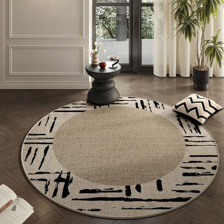 Tapis rond en peluche à rayures Midnight Stripes, facile à nettoyer, résistant aux éclaboussures, adapté aux animaux de compagnie