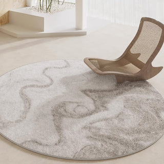 Tapis rond en peluche Misty Wave Zen Garden, facile à nettoyer, résistant aux éclaboussures, adapté aux animaux de compagnie