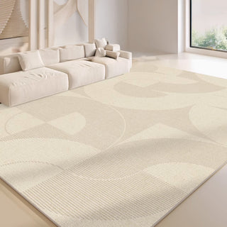 Tapis moderne géométrique beige, facile à nettoyer, résistant aux éclaboussures, adapté aux animaux domestiques, minimaliste, pour salon