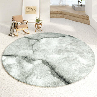 Tapis rond monochrome en marbre, facile à nettoyer, résistant aux éclaboussures, adapté aux animaux de compagnie, moderne, pour salon